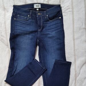 PAIGE Blue Skinny Jeans with Sturdy Waistband and Contrasting Stitching